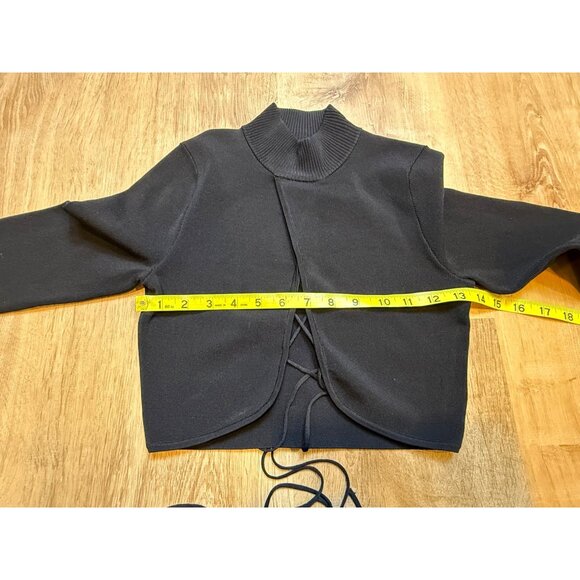 ASTR the Label Raven Strappy Cutout Sweater Womens S Black Mock Neck Lace Up - Picture 6 of 11